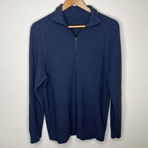 Lululemon Textured Knit Half Zip Sweater Navy Blue Pullover Men's Small